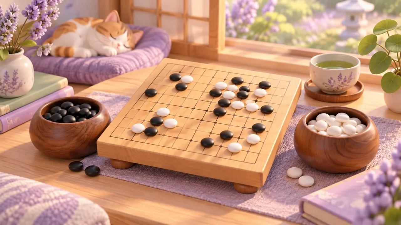 How to play 9×9 Go: liberties, captures and two passes — themed illustration