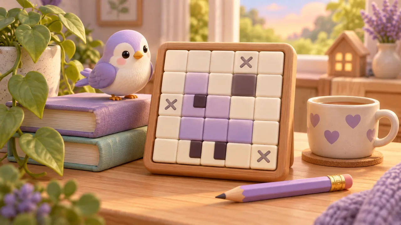How to play Nonogram: clue runs, overlaps and empty cells — themed illustration