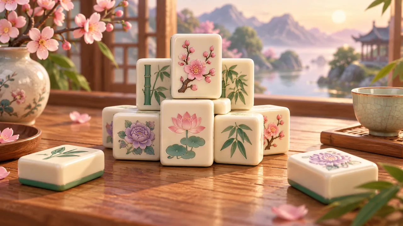 Mahjong Solitaire rules: which tiles are free? — themed illustration