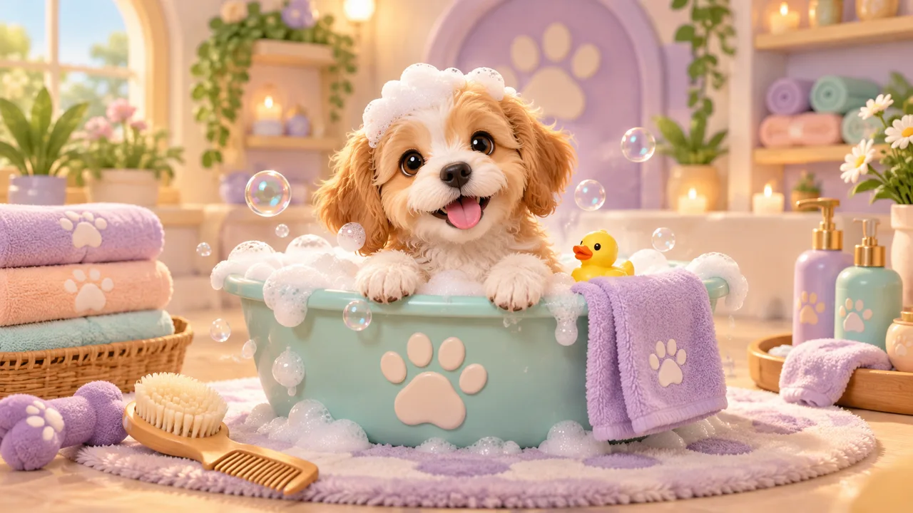 Pup Spa guide: finish a treatment and keep pets calm — themed illustration