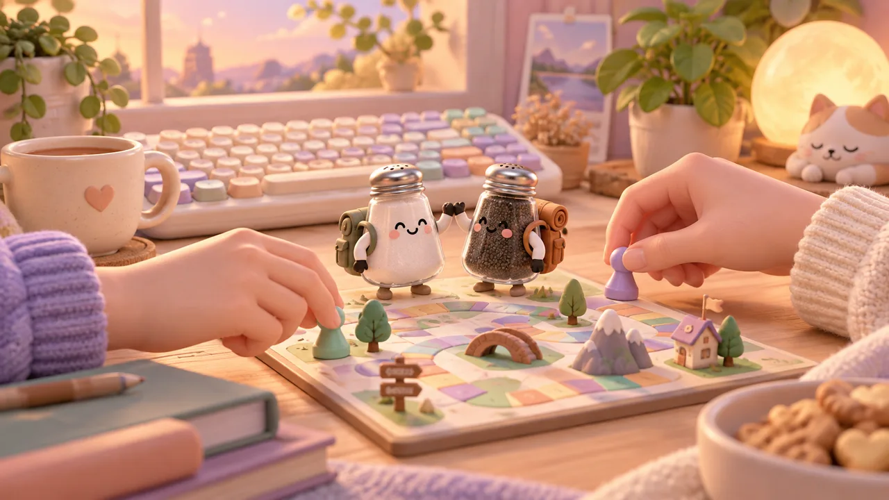 Two-player browser games for one keyboard — themed illustration