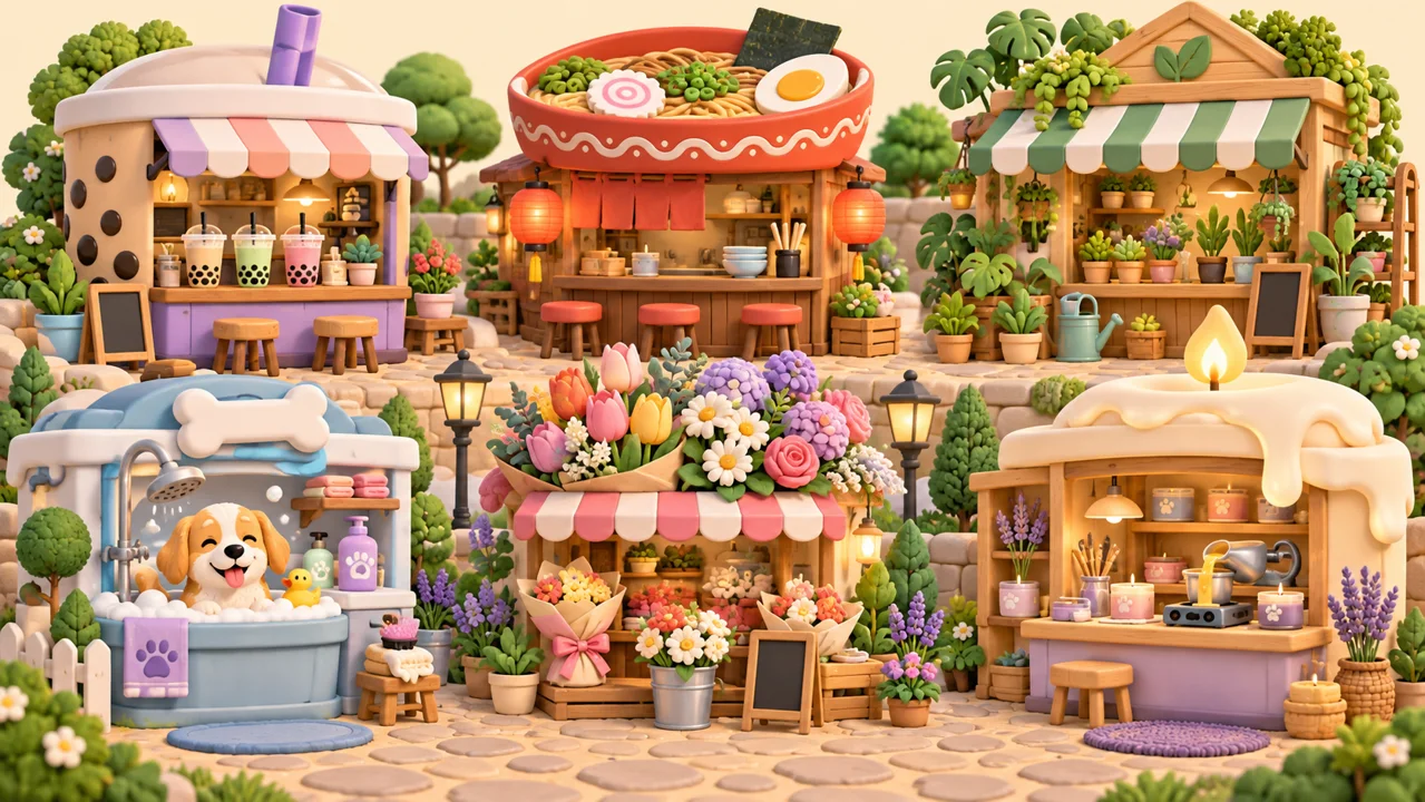 Themed miniature shop counters