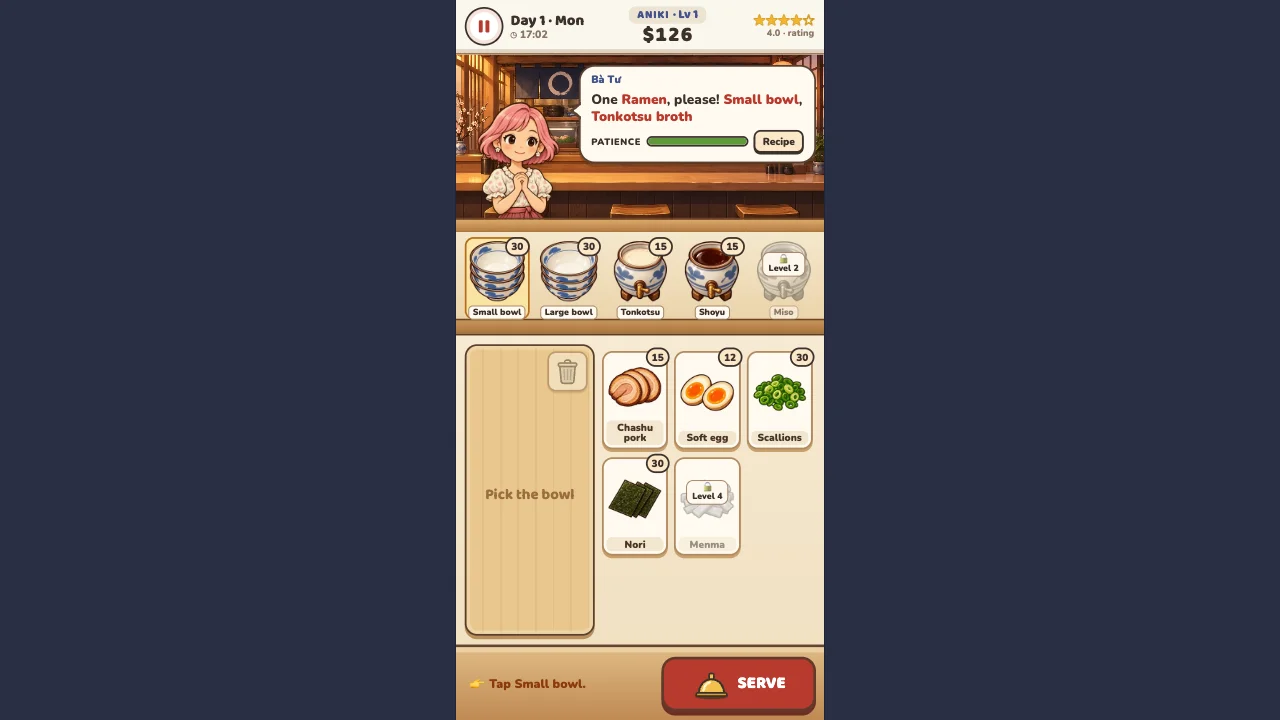Aniki Ramen gameplay on FunGameHouse