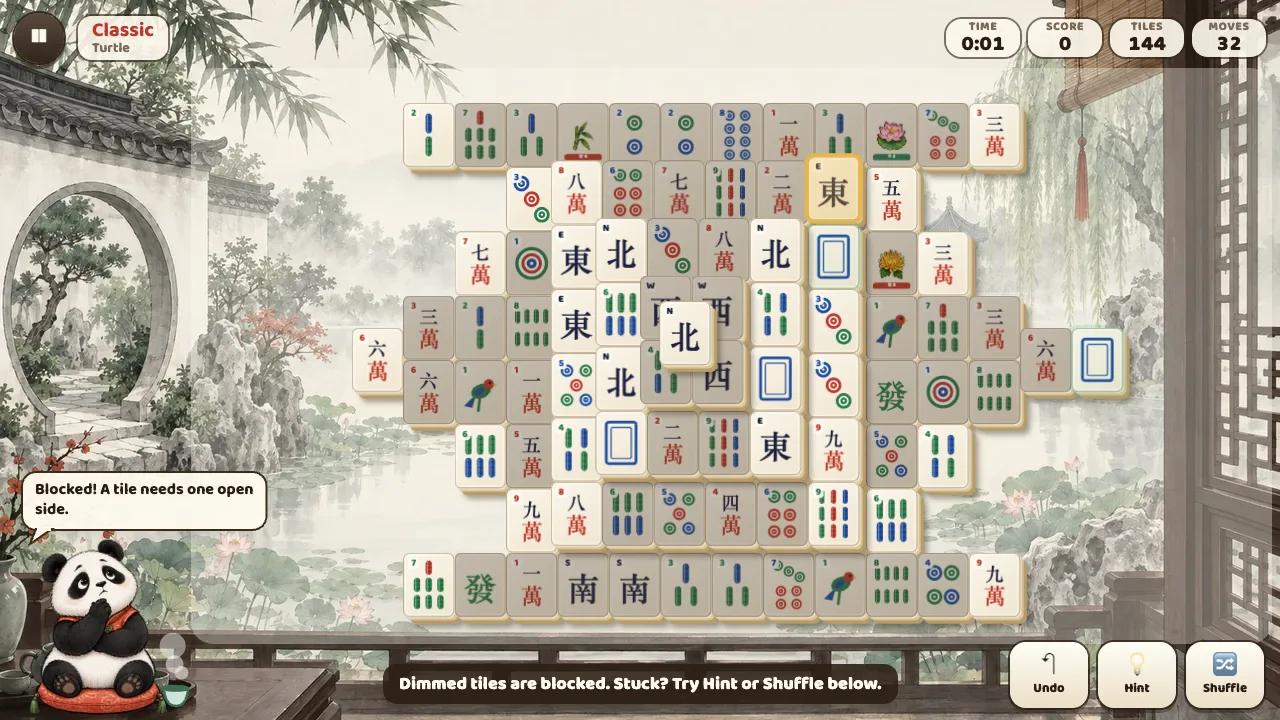Mahjong Solitaire gameplay on FunGameHouse