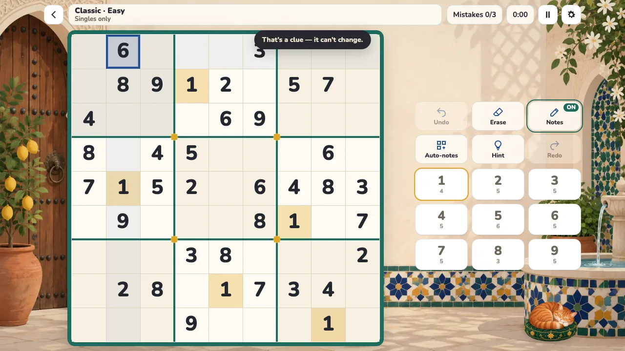 Sudoku Daily gameplay on FunGameHouse
