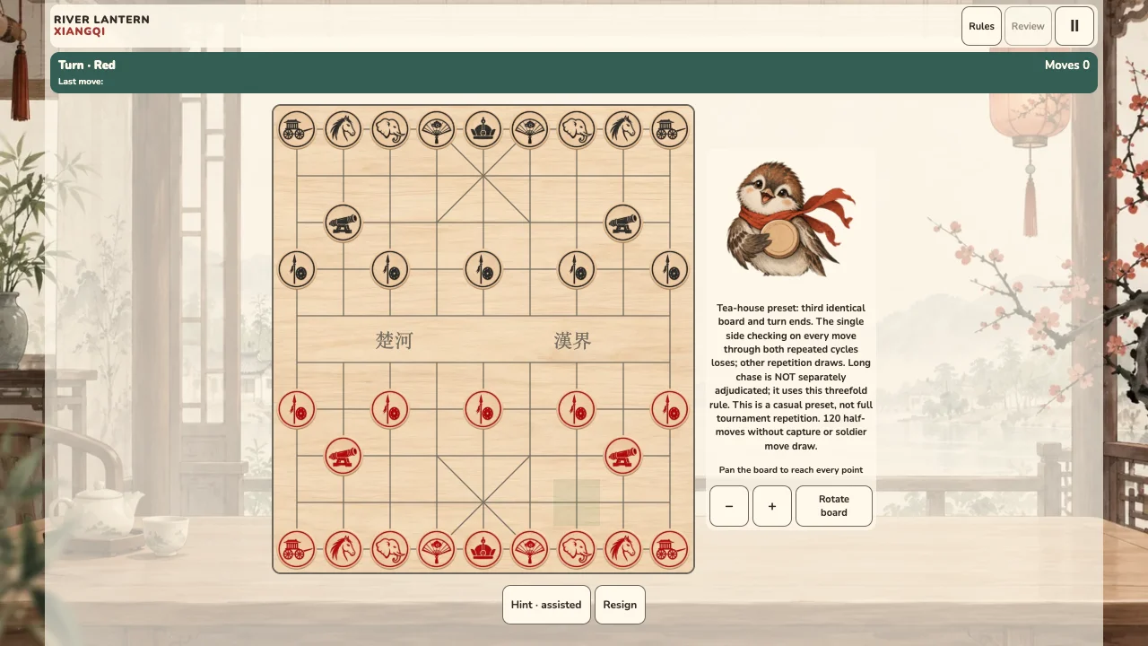 River Lantern Xiangqi gameplay on FunGameHouse